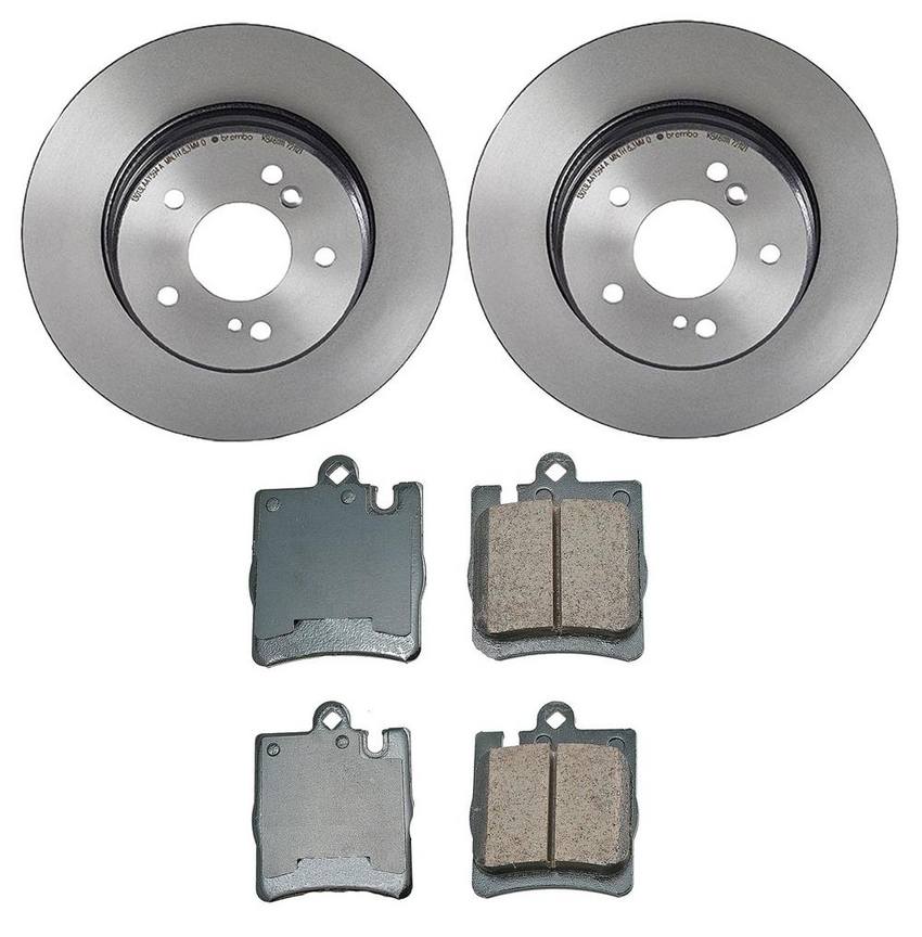 Mercedes Disc Brake Pad and Rotor Kit - Rear (290mm) (Ceramic) (EURO) 210423101264 - Akebono Euro Ultra-Premium 4118888KIT